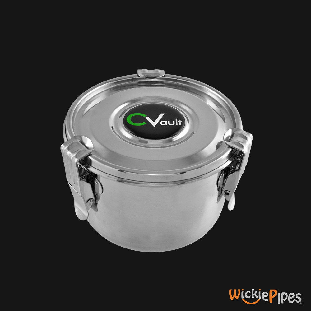 CVault - Large 2 oz. Airtight Stainless Steel Storage Container closed | WickiePipes.com