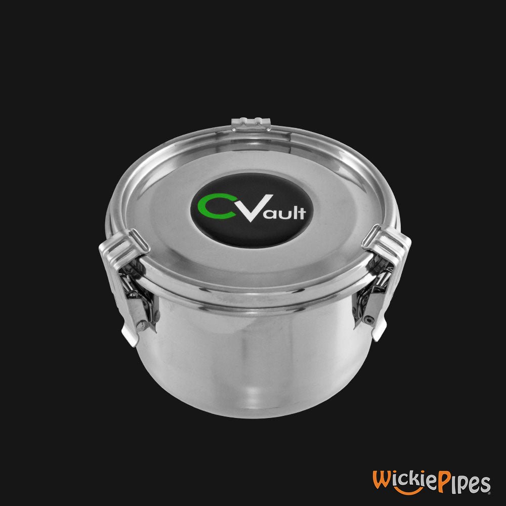 CVault - Medium 1 oz. Airtight Stainless Steel Storage Container closed | WickiePipes.com