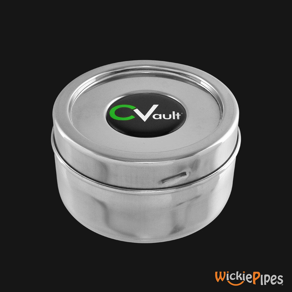 CVault - Small 0.50 oz. Airtight Stainless Steel Storage Container closed | WickiePipes.com