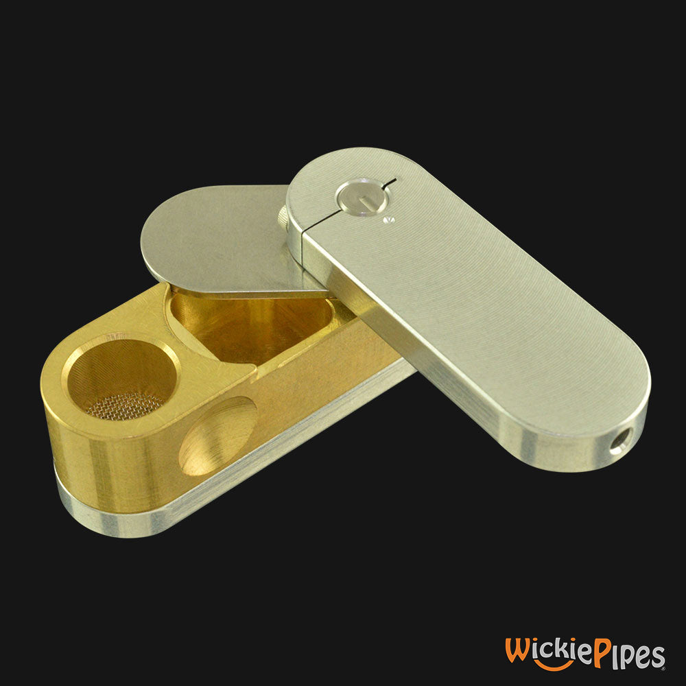 High Tech Pipes - METRO Brass Hand Pipe open herb storage | WickiePipes.com