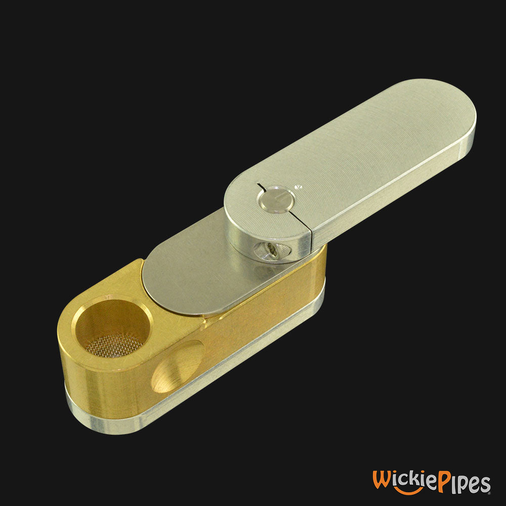 High Tech Pipes - METRO Brass Hand Pipe side | WickiePipes.com