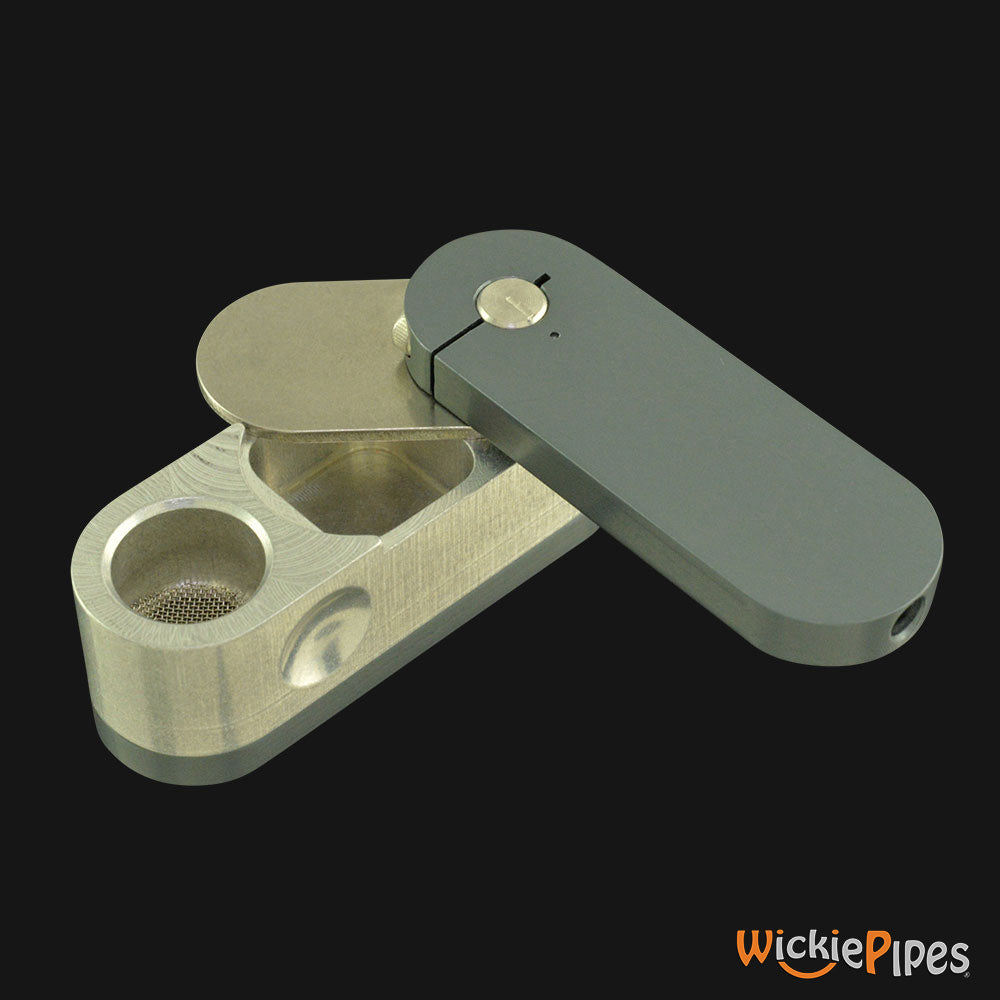 High Tech Pipes - METRO Lyte Hand Pipe Gray open herb storage | WickiePipes.com