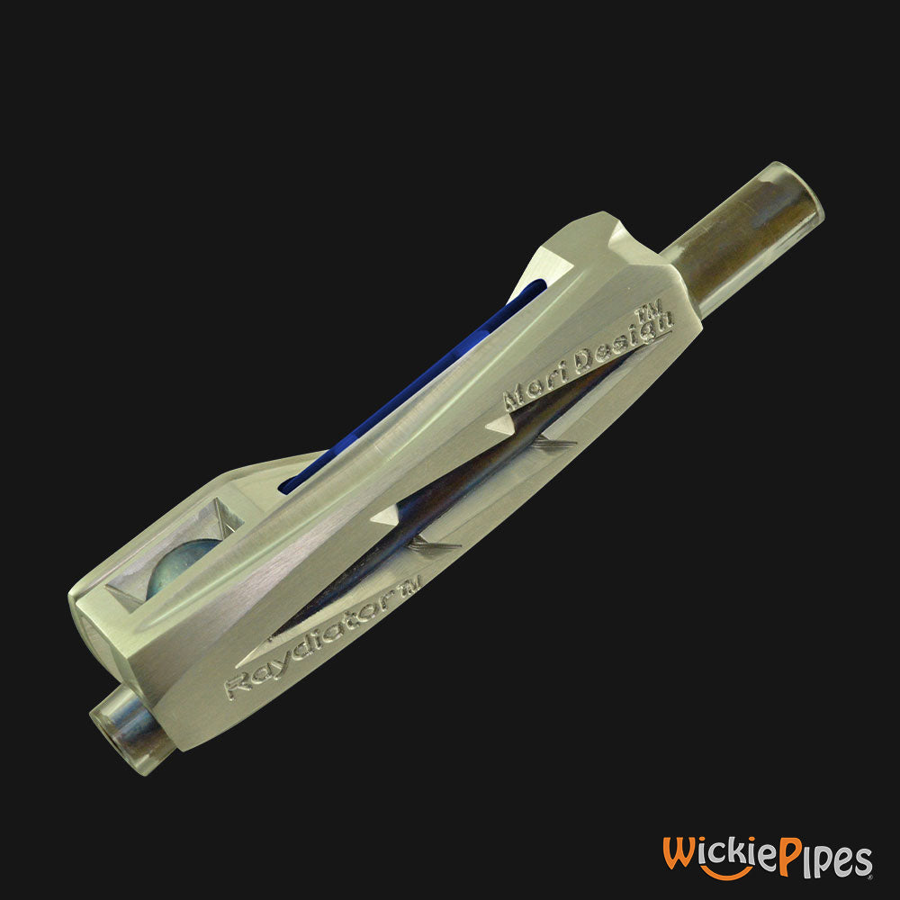 Mori Design - Raydiator Titanium Hand Pipe Blue back | WickiePipes.com