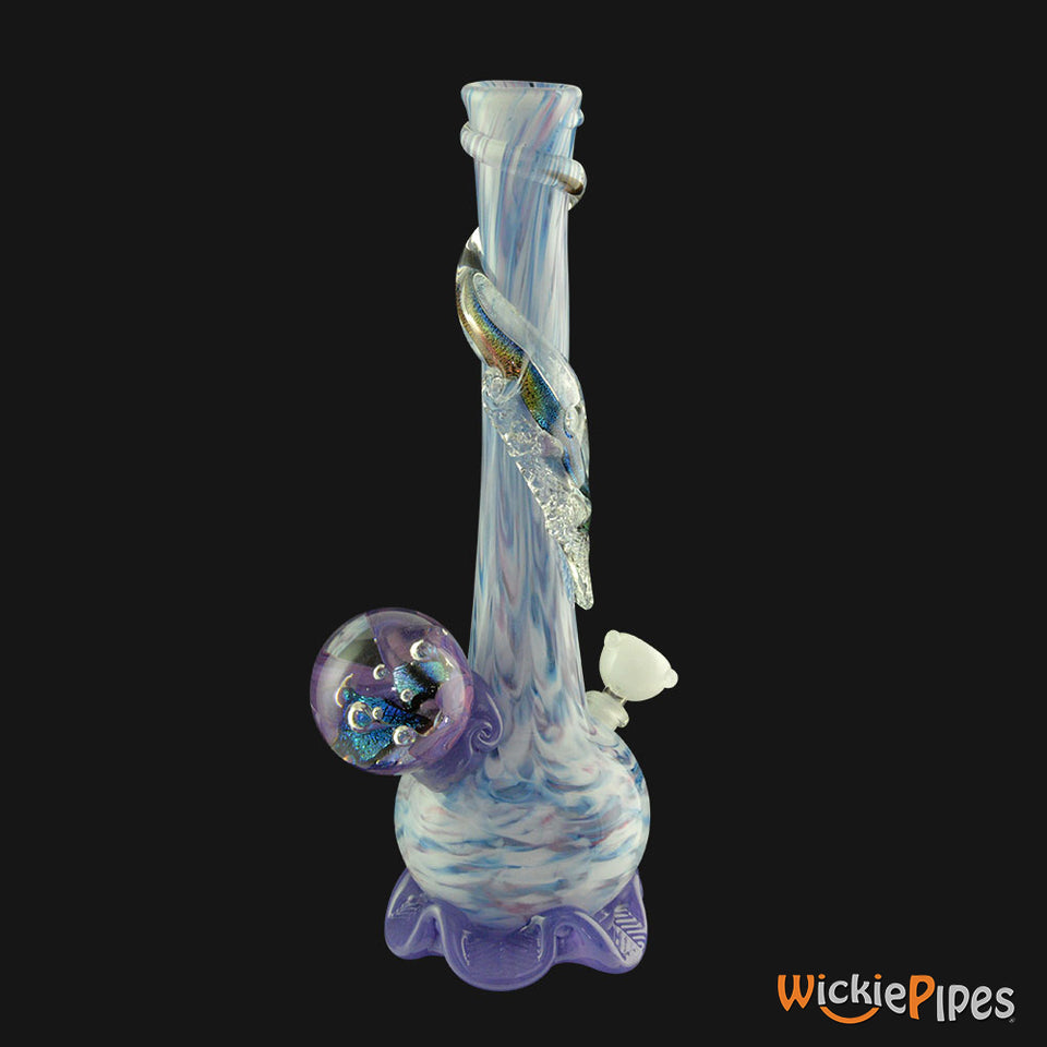 Noble Glass Marble Dichro Purple Swirl Wrap 14-Inch Soft Glass Bubble Water  Pipe