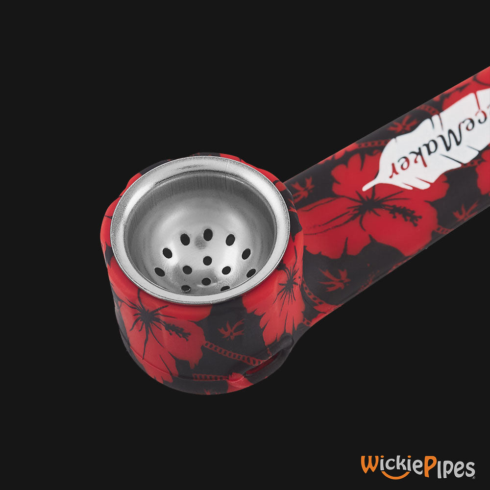 PieceMaker Karma Hibiscus Red Kamo Bowl 3.5-Inch Silicone Hand | WickiePipes.com