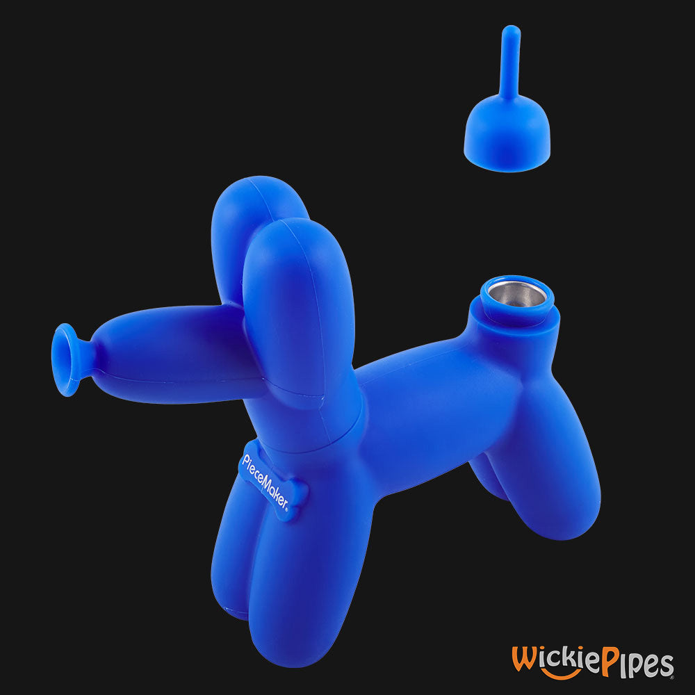 PieceMaker K9 Ingvar Blue 7-Inch Mini Dog Silicone Water Pipe Cap Off Bowl | WickiePipes.com