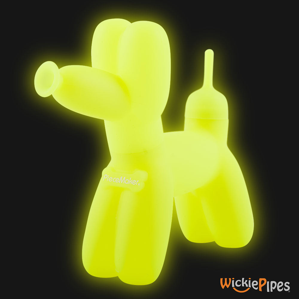 PieceMaker K9 Kamprad Yellow Glow-In-The-Dark 7-Inch Dog Silicone Water Pipe | WickiePipes.com